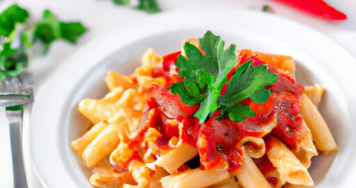 Kuřecí penne s paprikovou omáčkou