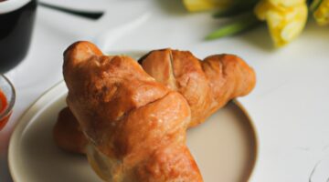 Petit déjeuner croissant au beurre