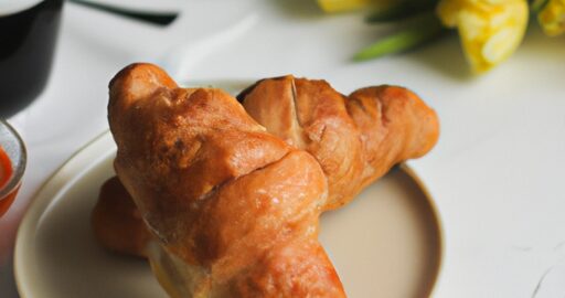 Petit déjeuner croissant au beurre