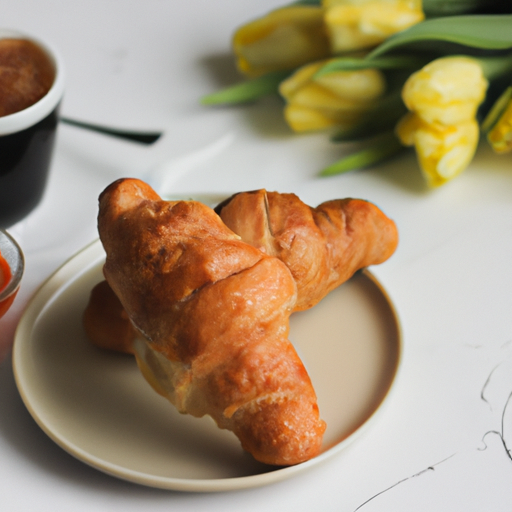 Petit déjeuner croissant au beurre