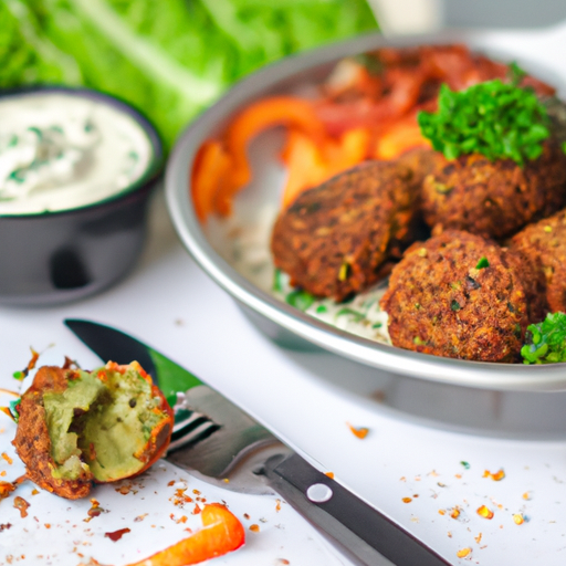 Falafel s humusem a grilovanou zeleninou