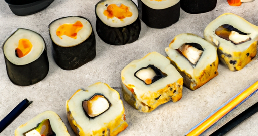 Sushi rolky miso vykořeněná polévka