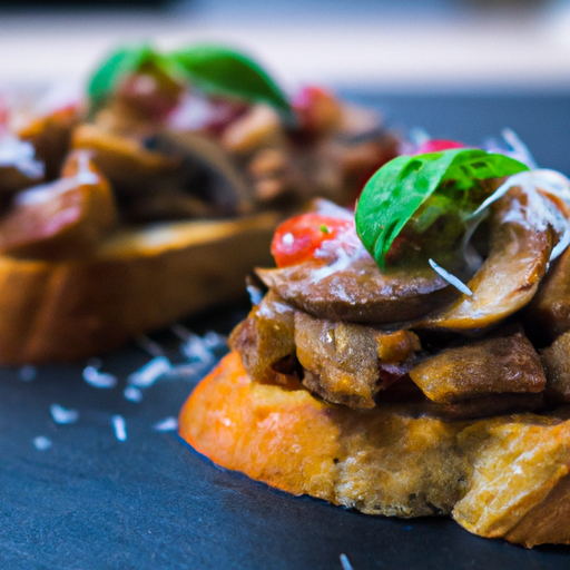 Italské bruschette s rajčaty a bazalkou.