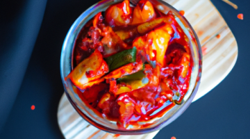 Jablkový kimchi s chilli paprikou.