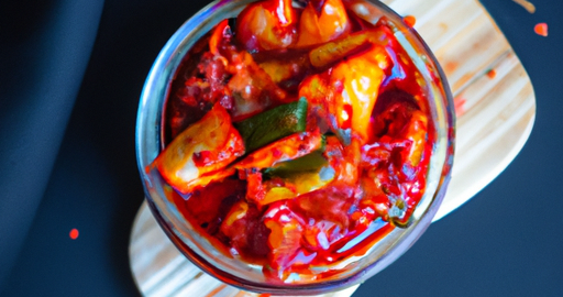 Jablkový kimchi s chilli paprikou.