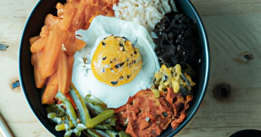 Bibimbap – tradiční korejské směs rýže.