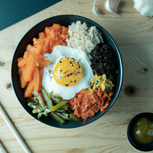 Bibimbap – tradiční korejské směs rýže.