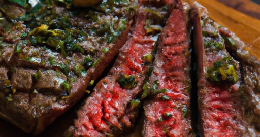 Tradiční argentinský steak s chimichurri.