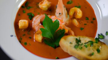 Bouillabaisse rybí polévka s crostiny.