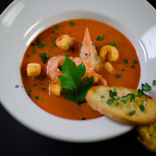 Bouillabaisse rybí polévka s crostiny.