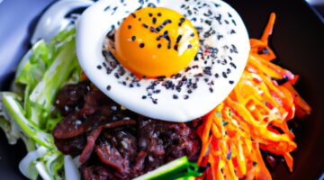 Bibimbap s hovězím masem a zeleninou