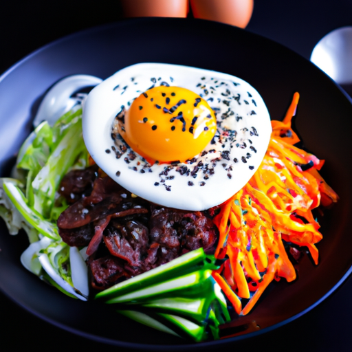 Bibimbap s hovězím masem a zeleninou