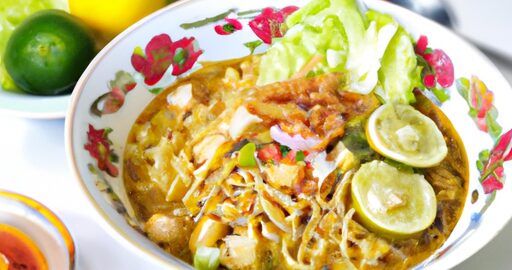 Indonéský nudlový salát Soto Betawi.