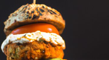 Kuřecí burger s hranolkami.