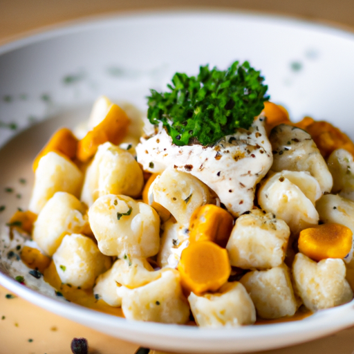 Špaldové gnocchi s křenovou omáčkou