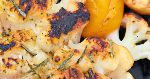 Květák s broskvemi na grilu